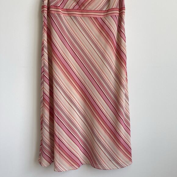 Vintage NWT Ann Taylor Loft Cowl Neck Spaghetti Strap Midi Y2K Dress Striped 14 - Picture 3 of 14